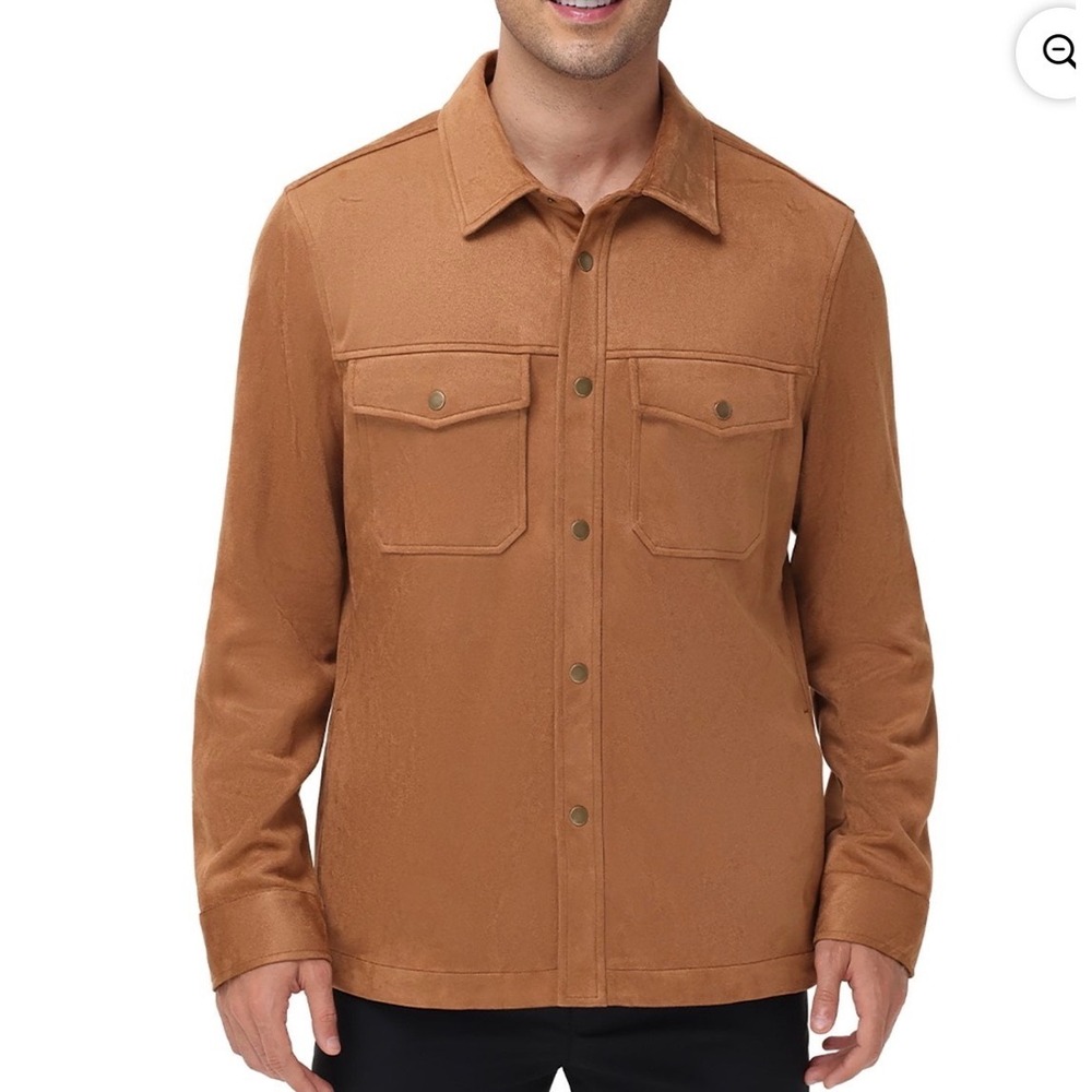Frye Shirt Jacket Mens XXL Brown Excellent Faux Suede Western Shacket Workwear
